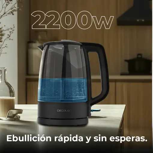 Cecotec ThermoSense 320 tetera eléctrica 1,7 L 2200 W Transparente, Negro