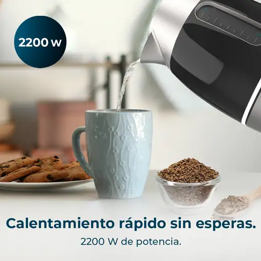 Cecotec Thermosense 400 VisionLight tetera eléctrica 1,7 L 2200 W Negro, Plata
