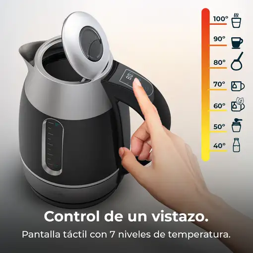 Cecotec Thermosense 400 VisionLight tetera eléctrica 1,7 L 2200 W Negro, Plata