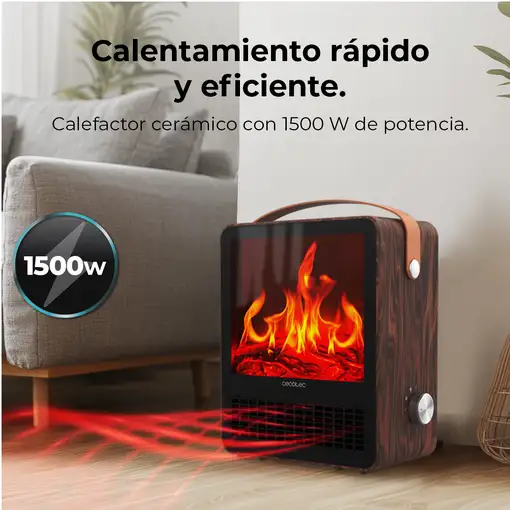 Cecotec ReadyWarm 1500 Ceramic Flames Interior Beige 1500 W Ventilador eléctrico