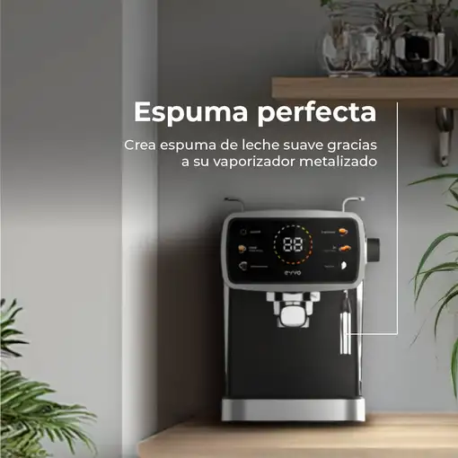 EVVO Cafetera Express Intensa 30, panel táctil a color, 20 bares de presion