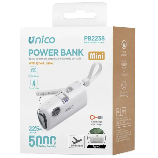 UNICO PB2238 batería externa Ión de litio 20000 mAh Blanco