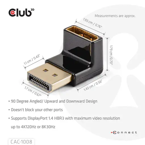 CLUB3D CAC-1008 cambiador de género para cable DisplayPort Negro