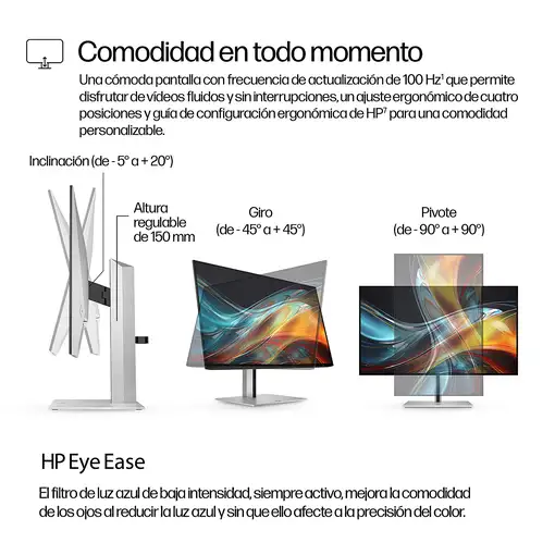 HP Monitor Pro de la serie 7 de 24 pulgadas con resolución WUXGA