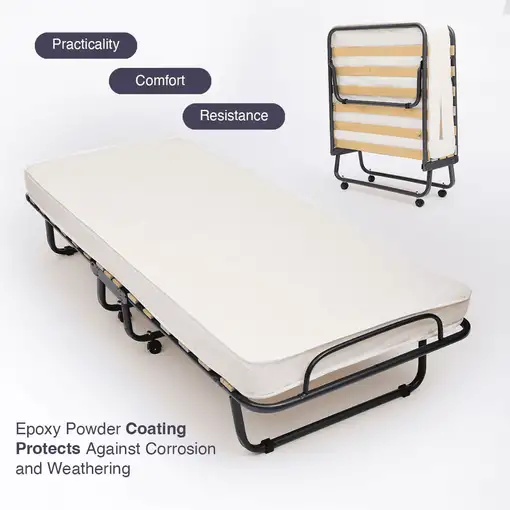 The White Stone Cama plegable con colchón 80x190 cm en waterfoam