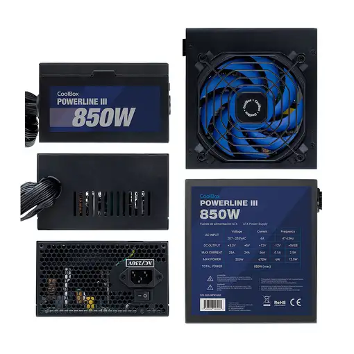 CoolBox Powerline III 850 unidad de fuente de alimentación 850 W 20+4 pin ATX ATX