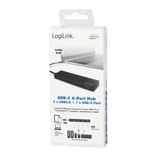 LogiLink UA0311 hub de interfaz USB 3.2 Gen 1 (3.1 Gen 1) Type-C 5000 Mbit/s Negro