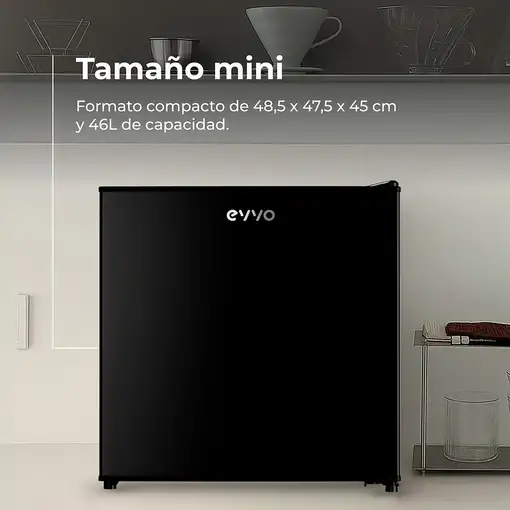 Nevera pequeña negra, 46 L, 48.8 cm de alto, F22 BK EVVO
