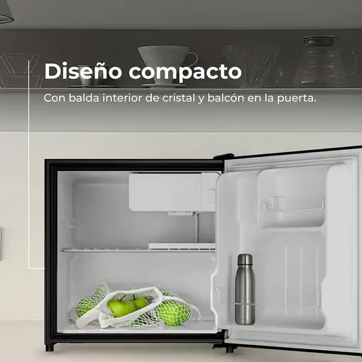 Nevera pequeña negra, 46 L, 48.8 cm de alto, F22 BK EVVO