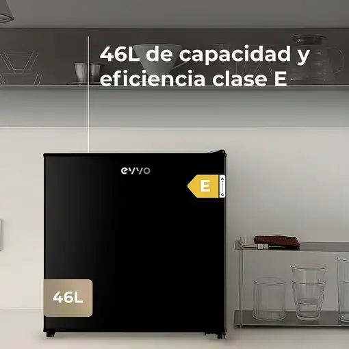 Nevera pequeña negra, 46 L, 48.8 cm de alto, F22 BK EVVO