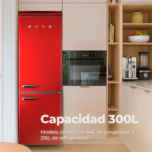 Frigorífico combi Evvo F55BL Retro Azul Pastel