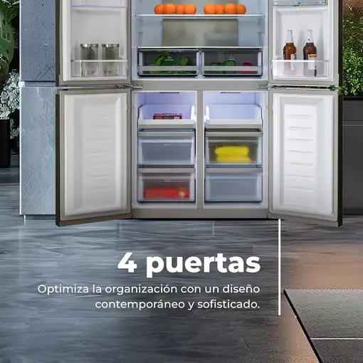 Frigorífico 4 puertas EVVO F100B Glass Aqua