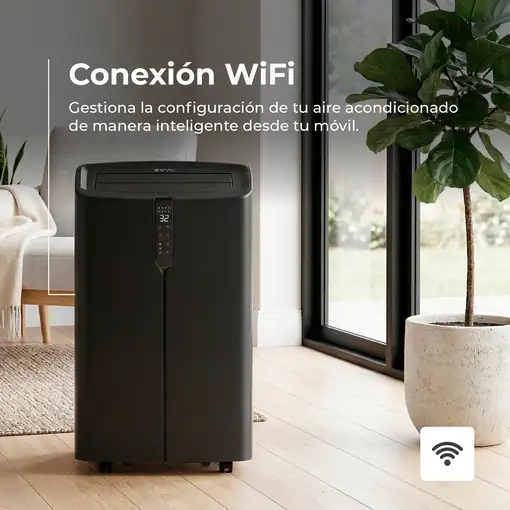 Aire Acondicionado Portátil negro, 2000 Btu Frío y Calor, Wi-Fi, P12 Silent EVVO