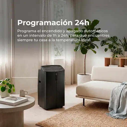 Aire Acondicionado Portátil negro, 2000 Btu Frío y Calor, Wi-Fi, P12 Silent EVVO