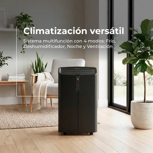 Aire Acondicionado Portátil negro, 2000 Btu Frío y Calor, Wi-Fi, P12 Silent EVVO