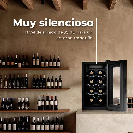 EVVO VT8 Nevera de vino Independiente Negro 8 botella(s)