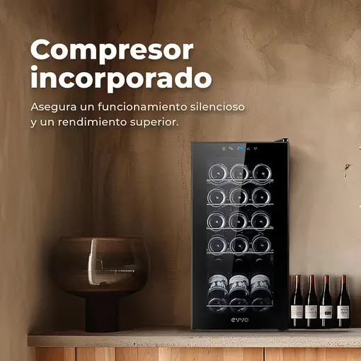 EVVO VT15 Nevera de vino Independiente Negro 15 botella(s)