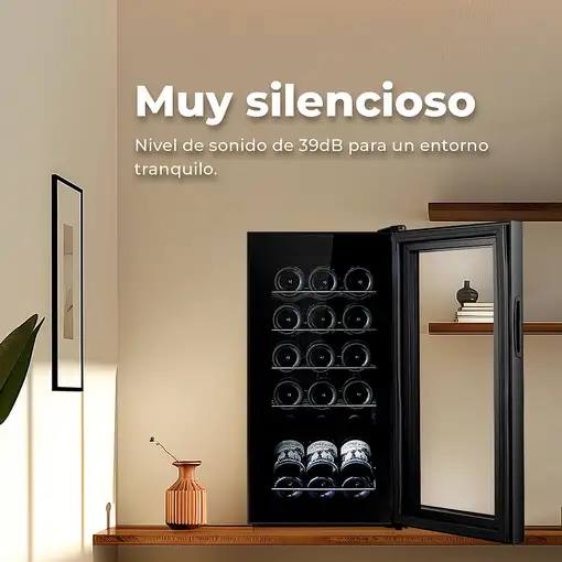 EVVO VT15 Nevera de vino Independiente Negro 15 botella(s)