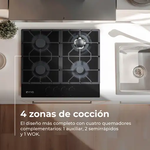 Placa de Gas V70 Glass