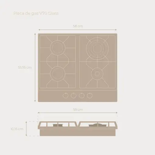 Placa de Gas V70 Glass