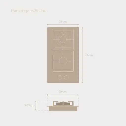 Placa de Gas V35 Glass