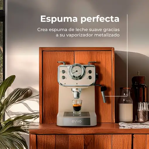 Cafetera Expresso beige, 15 bar, 1,5 L, Intensa Retro EVVO