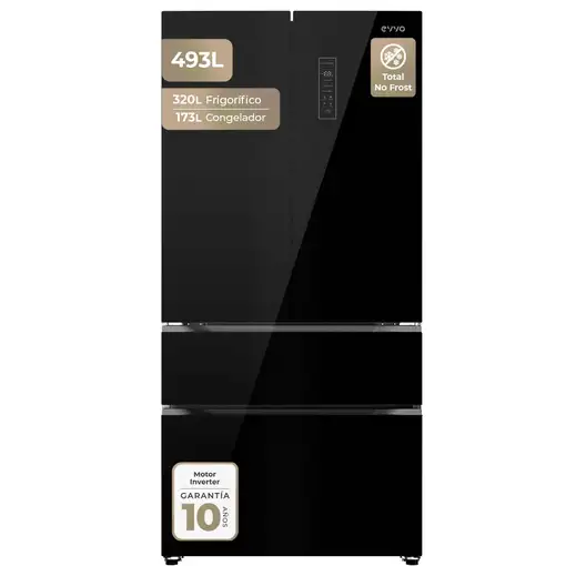 Frigorífico Francés EVVO F81 Glass Black Frigorífico Francés EVVO F81 Glass Black