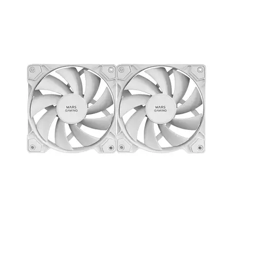Mars Gaming MF-PWMX2 Blanco, Kit 2 Ventiladores 120mm, Ultra silenciosos FDB 12dB,