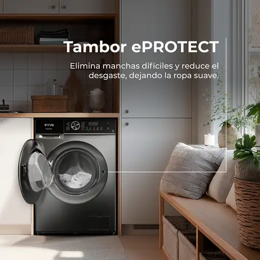 Lavadora carga frontal 10 kg 1200 RPM Acero inoxidable W3P10X25A EVVO