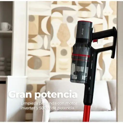 Aspirador escoba roja y negra, 500 W, 0,6 l, Ai36 EVVO