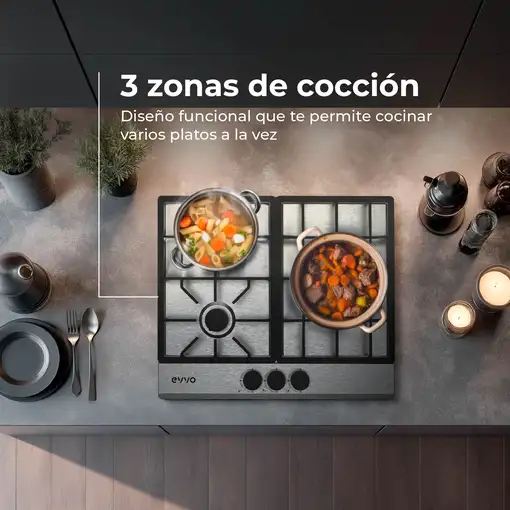 Placa de Gas V66 Inox