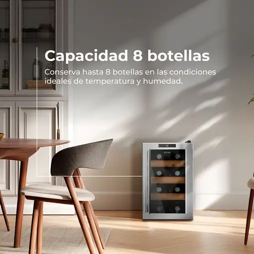 EVVO VT8 Nevera de vino Independiente Acero inoxidable 8 botella(s)