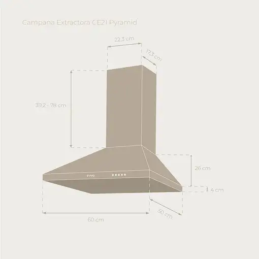 EVVO CE21 campana De pared Acero inoxidable 650 m³/h