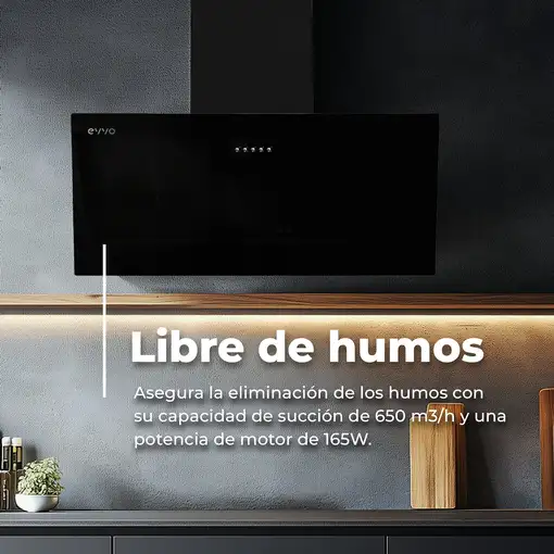 Campana Extractora Decorativa EVVO CE45 Cristal Black Campana Extractora Decorativa EVVO CE45 Cristal Black