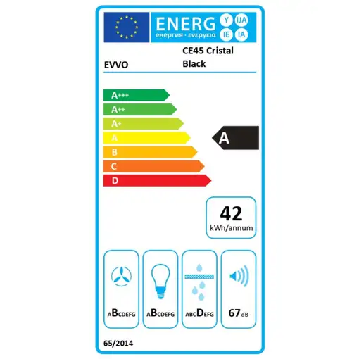 Campana Extractora Decorativa EVVO CE45 Cristal Black