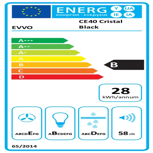 EVVO CE40 De pared Negro 350 m³/h