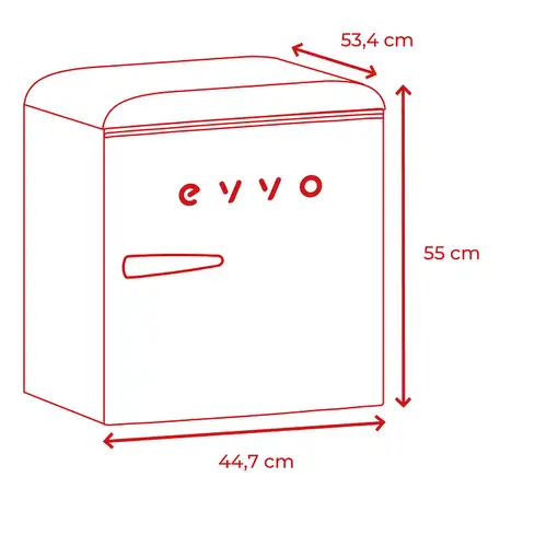 EVVO F20 Retro frigorífico Independiente 45 L Negro