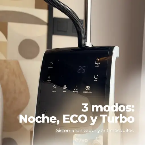 Ventilador Nebulizador negro 90 W, 3 velocidades, antimosquitos, VN900 EVVO