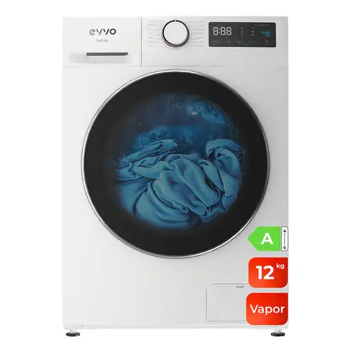 Lavadora blanca de 12 kg, 1350 Rpm, Vapor, Nature 12 EVVO
