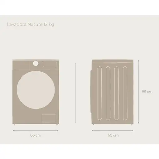 Lavadora blanca de 12 kg, 1350 Rpm, Vapor, Nature 12 EVVO
