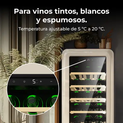 Cecotec Bolero GrandSommelier Origin 24 Hit Beige Nevera de vino Independiente