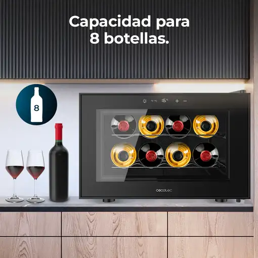 Cecotec Bolero GrandSommelier 800H CoolCrystal Nevera vino Integrado Negro 8 bot
