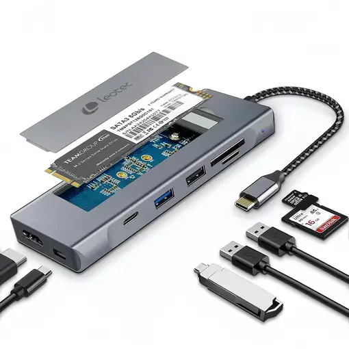 Leotec Docking Station 8 en 1 con ranura M.2 para SSD