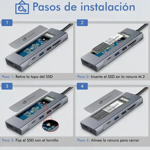Leotec Docking Station 8 en 1 con ranura M.2 para SSD