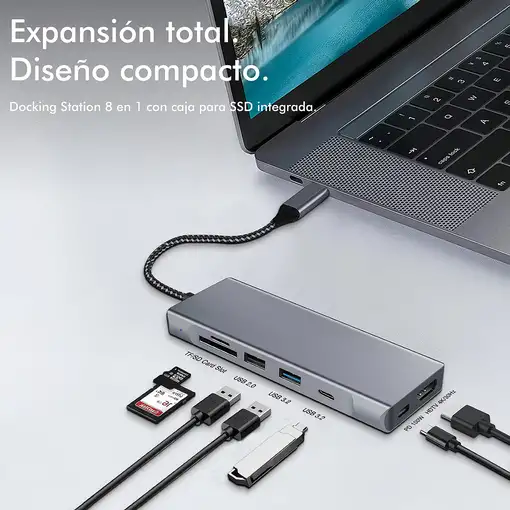 Leotec Docking Station 8 en 1 con ranura M.2 para SSD