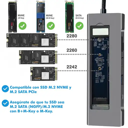 Leotec Docking Station 8 en 1 con ranura M.2 para SSD