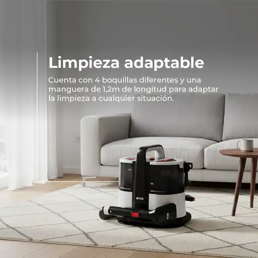 Limpiatapicerías EVVO AM65, 600W, Depósito 1.5L, Accesorios XXL y Ventanas