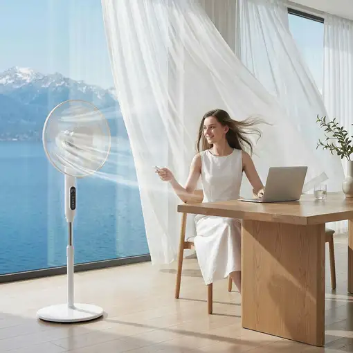 Ventilador de Pie con Control Remoto y Función Wifi Altura Ajustable HOMCOM