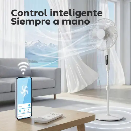 Ventilador de Pie con Control Remoto y Función Wifi Altura Ajustable HOMCOM