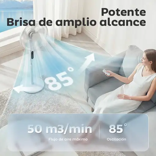 Ventilador de Pie con Control Remoto y Función Wifi Altura Ajustable HOMCOM